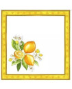 Tissus Toselli Citron Lemons with Leaves on White Design 18" x 18" Napkins in Plain Cotton
