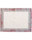 MARAT Bastide 19" x 14" Grey & Red Filigree Border with White Delft Center Cotton Placemats – Order Matching $6 Napkins & $15 Tidy Bread Basket! 