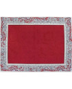 MARAT Bastide 19" x 13" Red & Grey Filigree Cadre-Bordered Red Delft Center Placemats – Order Matching $6 Napkins & $15 Tidy Bread Basket! 