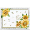 Tissus-Toselli Rectangular Sunflower Design on White Jaquard Woven Polyester-Cotton Placemats...Order More Matching $6 Napkins & $15 Tidy Bread Basket on this ProductPage! 