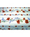 60" Square Tissus Toselli Red Poppies & Lavender on White Tablecloth in Stain-Proof Cotton - For Seating 2-4 persons...Includes 2 Free Napkins...Order More Matching $6 Napkins & $15 Tidy Bread Basket on this Tablecloth Page!