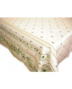 60" Square Tissus Toselli Olives & Leaves on Ecru Plain Cotton Tablecloth For 2-4 Person Seating...Order Matching $6 Napkins & $15 Tidy Bread Basket Displayed on this Tablecloth Page!
