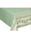 60" Square Tissus Toselli Ramatuelle Olives & Leaves on Green Plain Cotton Tablecloth For 2-4 Person Seating...Order Matching $6 Napkins & $15 Tidy Bread Basket Displayed on this Tablecloth Page!