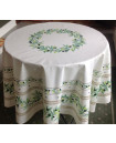70" Round Tissus-Toselli Ramatuelle Olives & Leaves on White Plain Cotton Tablecloth for 2-6 Person Seating...Order Matching $6 Napkins & $15 Tidy Bread Basket Displayed on this Tablecloth Page!