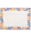 Tissus-Toselli 19" x 13" Rectangular Roses & Lavender Cadre-Bordered Placemats with White Delft Center in Plain Cotton – Order Matching $6 Napkins & $15 Tidy Bread Basket! (