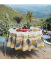 70" Round Tissus Toselli Roses & Lavender on White in Stain-Proof Cotton Tablecloth for Seating 2-6 People...Includes 4 Free Napkins...Order More Matching $6 Napkins & $15 Tidy Bread Basket on this Tablecloth Page!