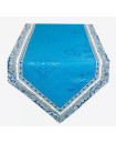 MARAT Bastide 60" x 20" Table Runner Blue & Blue Cadre Border with Delft Jacquard White Center Panel 