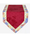 Tissus Toselli 56" x 17" Roses Table Runner Red Roses & Lavender Cadre Border with Red Jacquard Delft Center Panel – Order Matching $6 Napkins & $15 Tidy Bread Basket! 