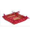 Marat Avignon Red 8" x 8" Square TIDY Fabric Bread Basket in Coated Cotton with Corner Tie-Laces