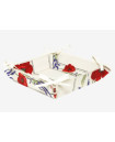 $16 Matching Tidy for 60" Round Toselli Red Poppies & Lavender on White Banner Pattern Tablecloth in Stain-Proof Cotton 