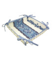 Marat Tradition Blue & White 8" x 8" Square TIDY Fabric Bread Basket in Coated Cotton with Corner Tie-Laces