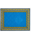 MARAT Avignon 19" x 14" Blue Cadre-Bordered Placemat – Blue Delft Center with Provençal Blue & Yellow Border in Quilted Cotton - Order Matching $6 Napkins & $15 Tidy Bread Basket!
