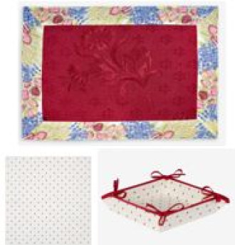 4-8 Place 18-Piece Rose & Lavender Garden Scene Dining Room or Outdoor Terrace Placemats Ensemble Set 