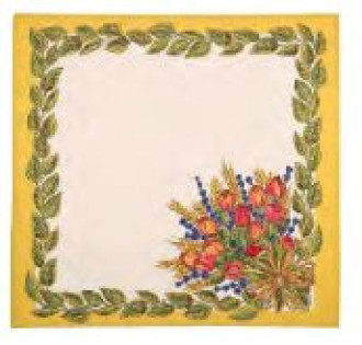 Tissus Toselli Roses and Lavender Bordered Napkins in Plain Cotton