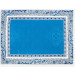 $15 Bastide 19" x 13" Blue White Filigree Cadre Border, Jacquard Woven Blue Delft Center Placemats  