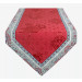 $50 Bastide 56" x 17" Table Runner with Red & Grey Cadre Border and V-End with Delft Jacquard Red Center Panel 