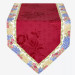 $50 Tissus Toselli 56" x 17" Roses Table Runner Red Roses & Lavender Cadre Border with Red Jacquard Delft Center Panel 